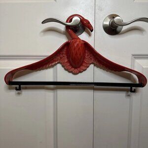 Vintage Hand Painted Flamingo Clothes Hanger 17" Wide Shoulder Coat Hanger RARE